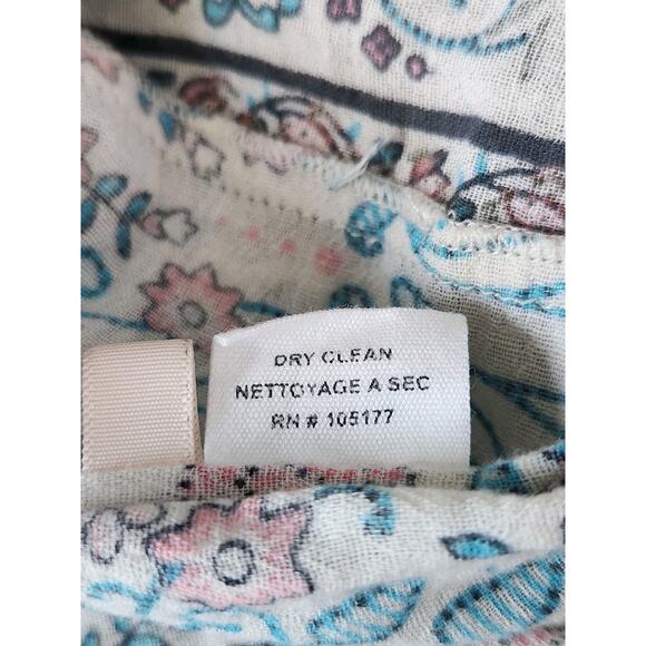 Ulla Johnson Rhia Blouse Floral Cotton Peasant Boho Tie Neck Top Size 6 - Picture 7 of 9